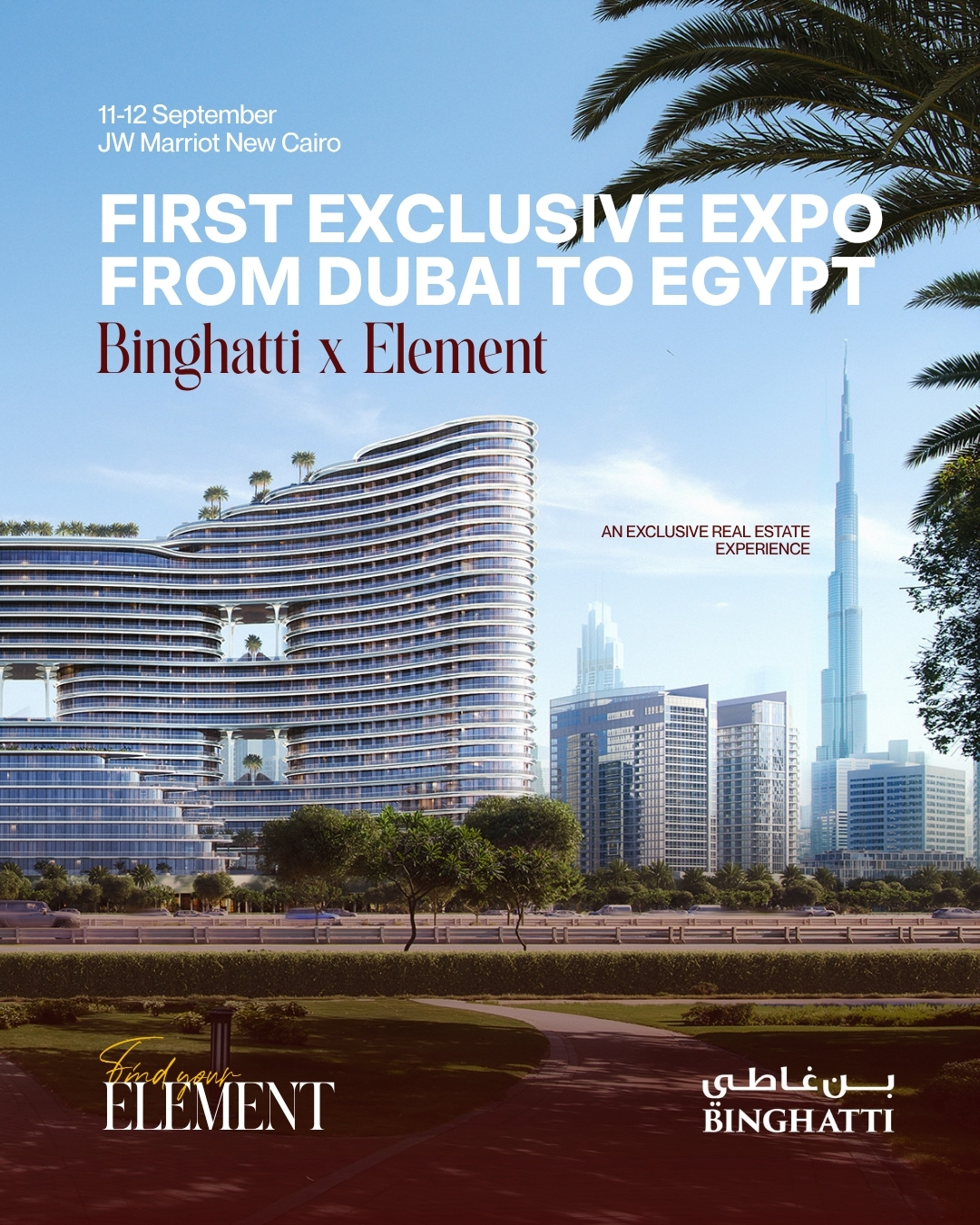Binghatti x Element, first exclusive expo from Dubai to Egypt, 11 and 12 September, JW Marriott New Cairo